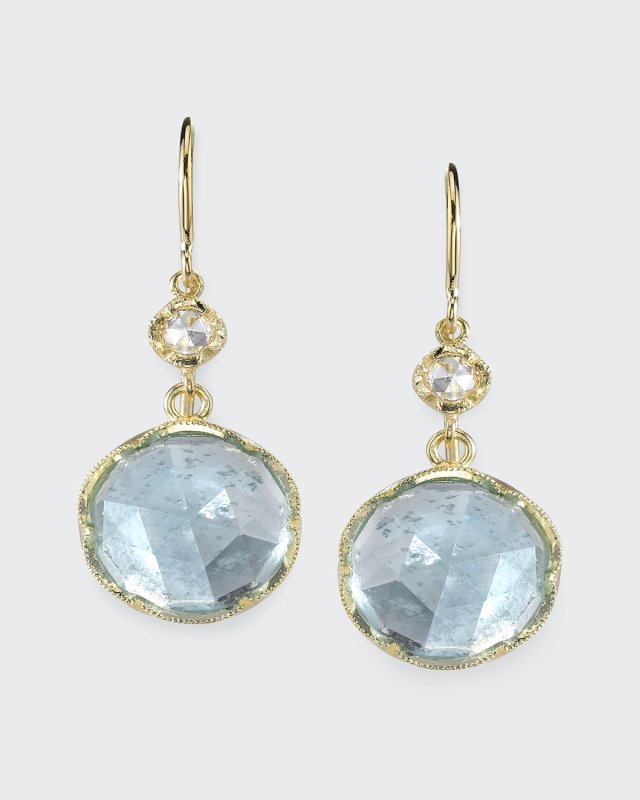18k Yellow Gold Aquamarine Drop Earrings